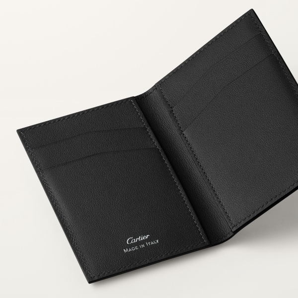 カード ホルダー 
ロザンジュ　 ブラック デボス加工カーフスキン、ゴドロンモチーフ、エナメル＆パラジウムフィニッシュ